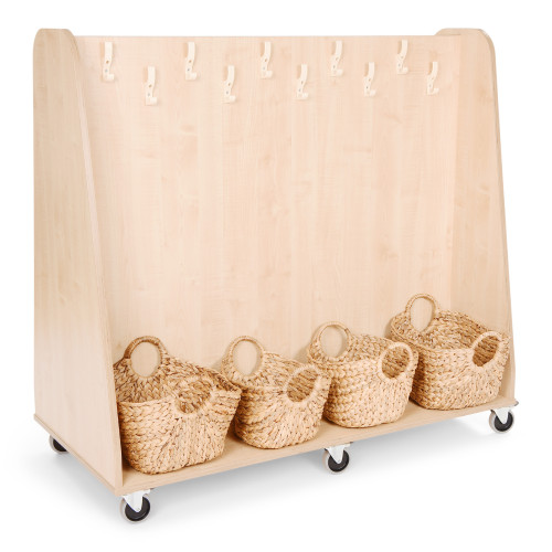 Mobile Double Sided Cloakroom Unit with Natural Basket Set