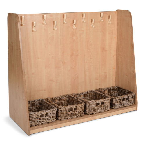 High Level Cloakroom Unit with Rattan Basket Set