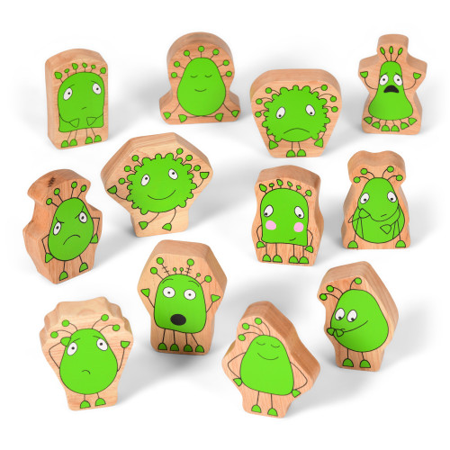 Set of 12 Double Sided Wooden Aliens Play Set