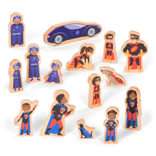 Small World Double Sided Wooden Superhero Set