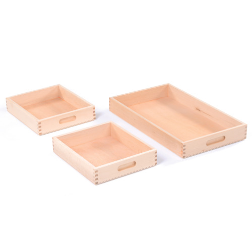 Set of x3 Solid Wooden Trays