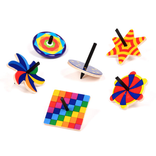 Set of Coloured Wood Spinners for Early Years Science